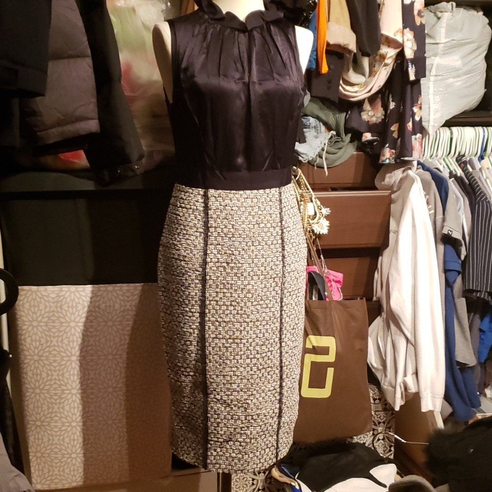 Silk and Boucle midi dress